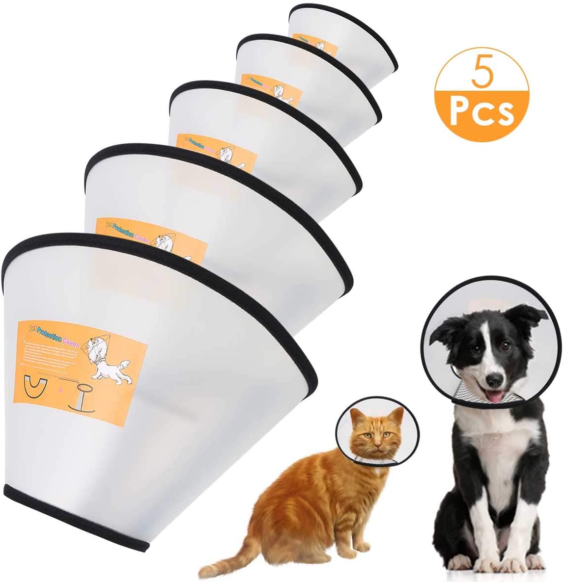  iFCOW - Colador electrónico para Perros, 5 Unidades, Collar Ajustable antimordedura y recuperación médica 