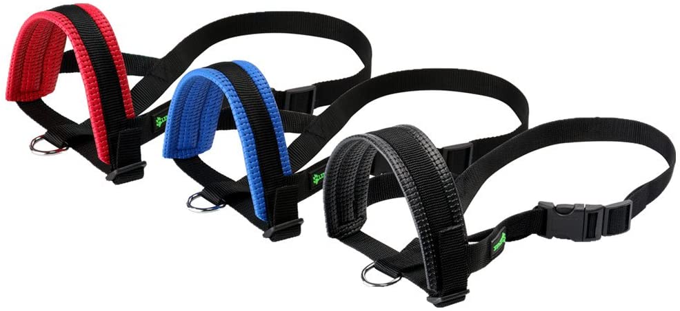  ILEPARK Bozal de Nylon para Perros Grandes Previene Mordidas, Ladridos y Que Mastiquen, Bozal Lazo Ajustable (L,Azul) 