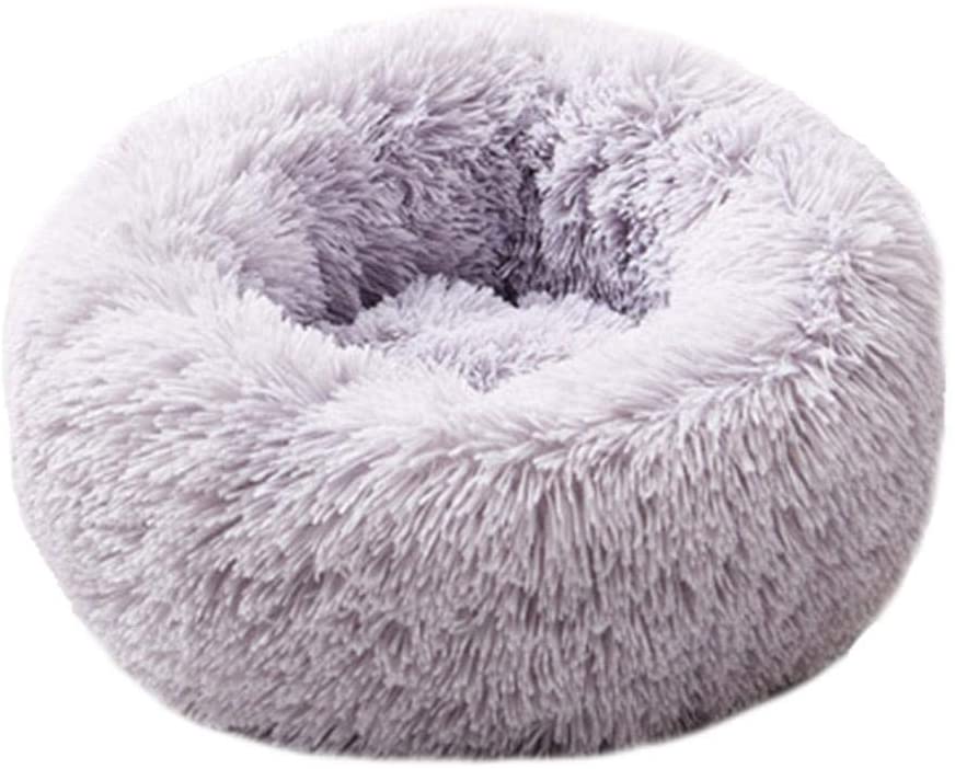  Innersetting Plegable Redondo Gato Cama de Dormir Cálida Portátil Suave Peluche Nido de Mascota (Gris M) 