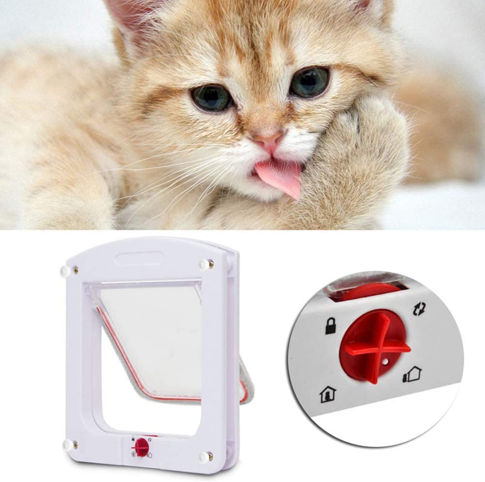  IWILCS Solapa para Gatos, Solapa para Puerta de Mascotas, Solapa para Perros con túnel, Solapa para Gatos con Cierre magnético de 4 vías, para Gatos o Perros pequeños, Blanco 