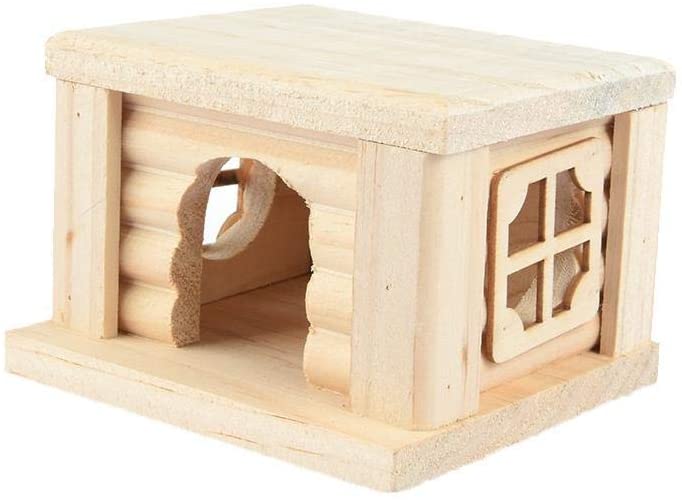  Jaula De Hámster, Para Mascotas, Juguetes Para Masticar De Madera, Casa De Techo Plano, Suministros Para Mascotas 