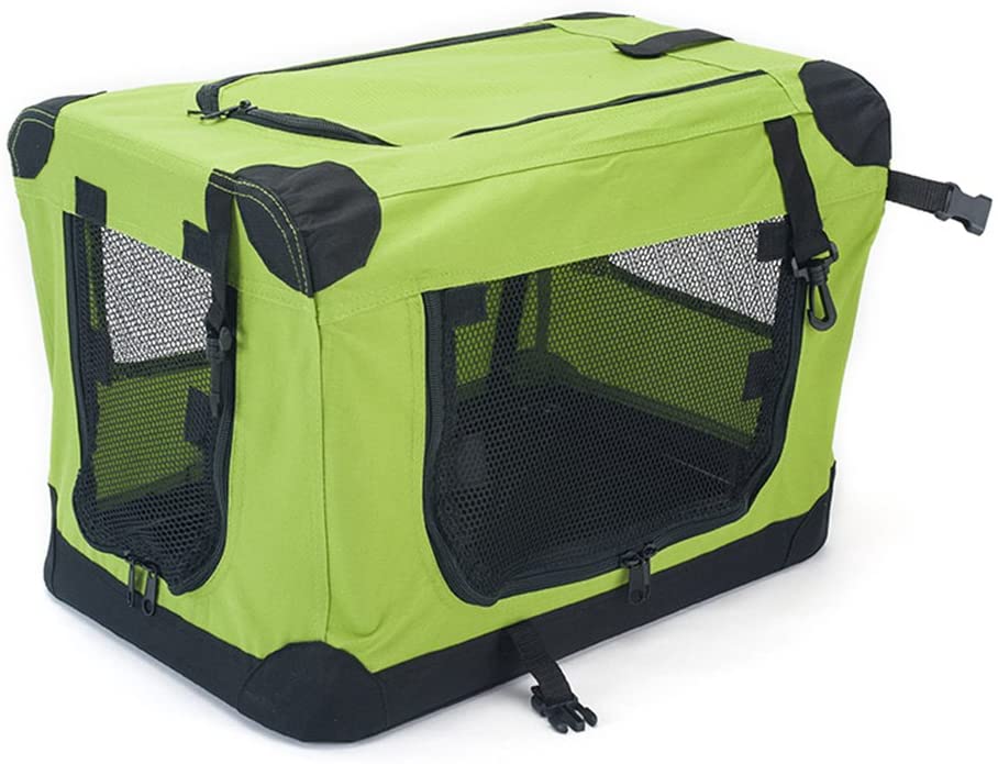  Jaula de tela plegable de viaje para perros medianos (50 cm. de largo x 34 cm. de ancho x 34,5 cm. de alto) (Verde) 