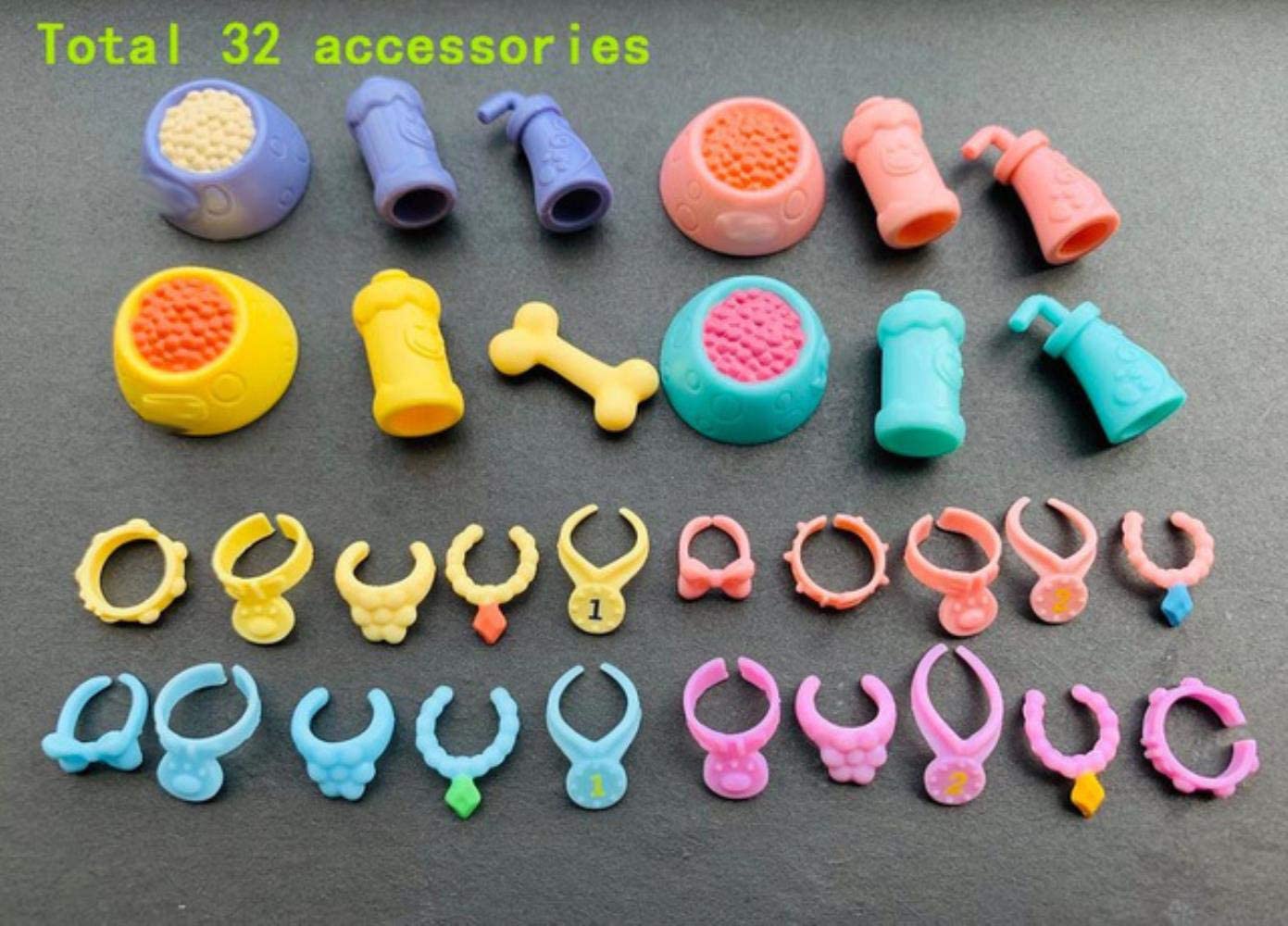  JIAYAN Tienda de Mascotas Accesorios Lote Collares Beber Alas Tazón Vasos Pendientes de teléfono (10 Piezas) para Lindo Gato Collie Gran danés Perro Dachshund, Verde Fluorescente 