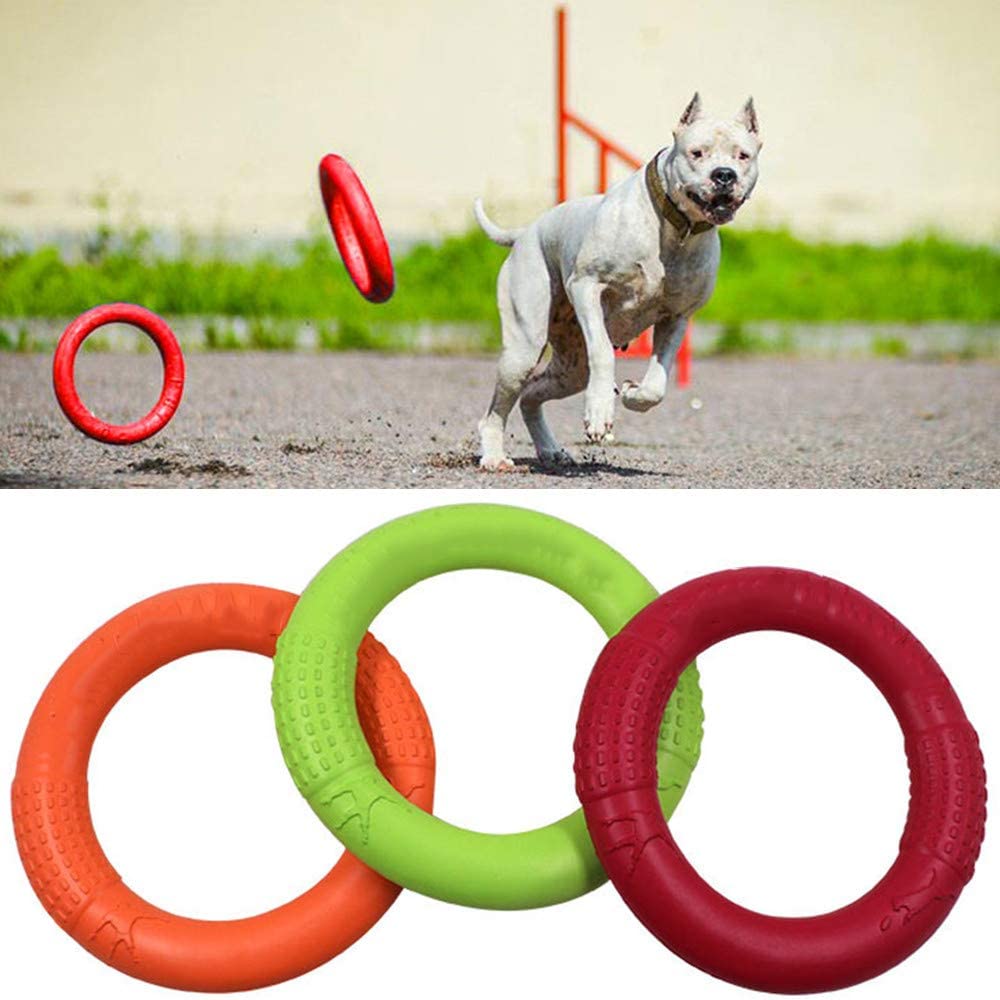  JIGAN 3pcs Perro Frisbee, Anillo de Perro Mascota Frisbee Perro Tiro Juguete Divertido Perro Juguetes de Entrenamiento Morder Goma Flotante Frisbee Entrenamiento Perro Suministros,L 