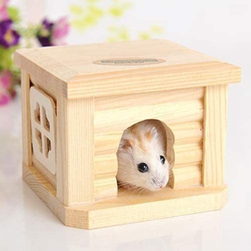  JiuRui Juguetes para Mascotas y Cama, Casa de Madera, Mascotas, Techo Plano, casa de Madera, choza de Mascotas, Jaula para Animales pequeños Conejos hámster 