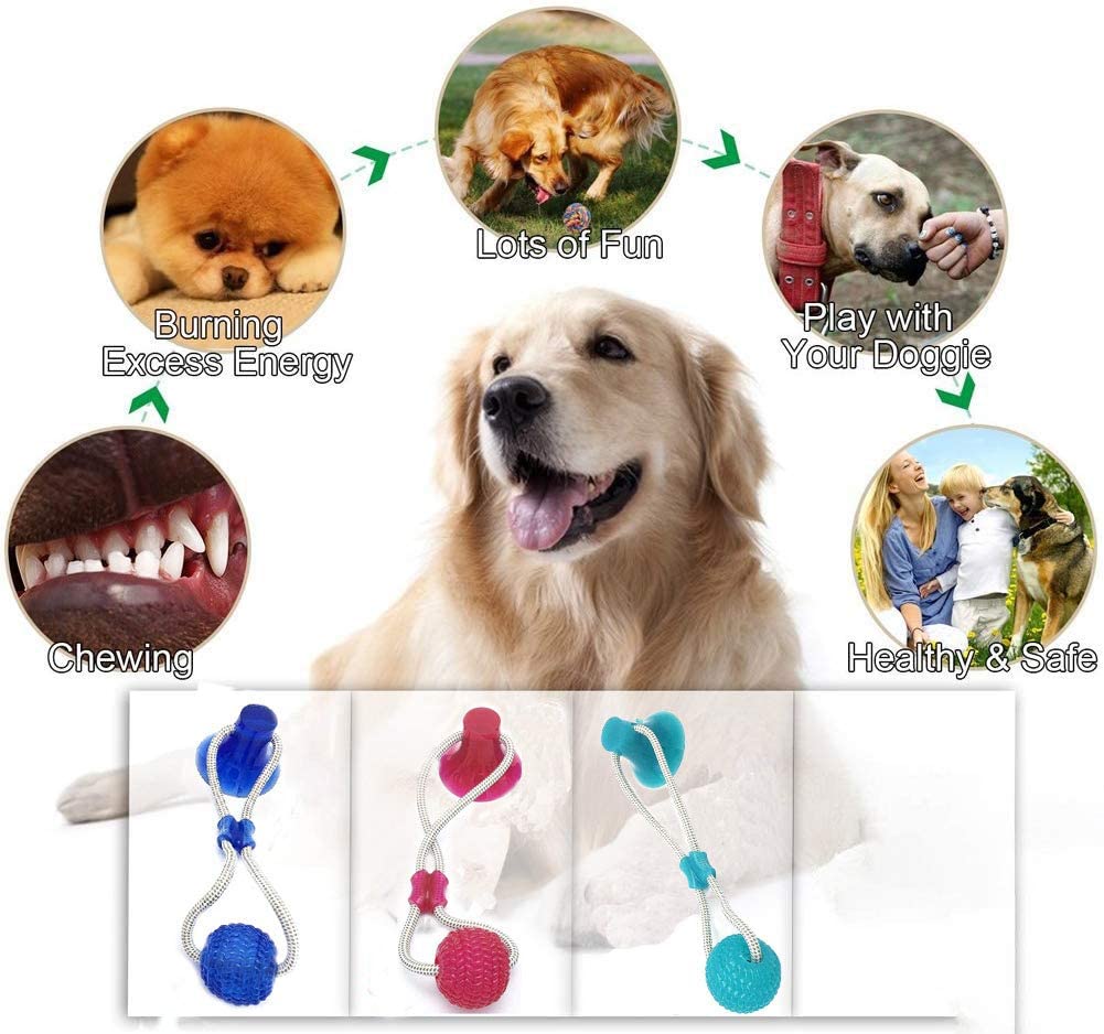  Juguete de Bola de Cuerda con Tirón para Perros con Ventosa, Juguete de Bola de Masticación para Mascotas Duradero Limpieza de Dientes Elasticidad Segura Tirón, Masticación, Juego (Pink) 