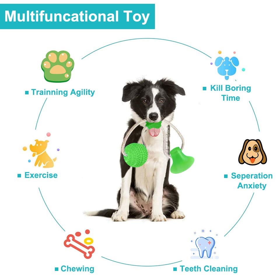  Juguete Ventosa Interactivos Para Perros, Juguete Para Mordedura De Molar Para Mascotas, Con Ventosa Para Masticar, Limpiar Los Dientes, Juguete De Bola De MasticacióN, Adecuado Para Perros Y Gatos 