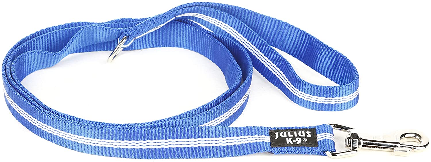  Julius-K9 214-NL-1,8-B Correa Tubular de IDC con Asa y Anillo en D, 1.8 M x 25 mm, Azul 