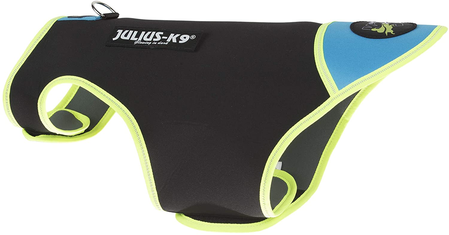  Julius-K9, Chaqueta de neopreno para perro IDC, Talla: Baby 1, Negro y Aguamarina 