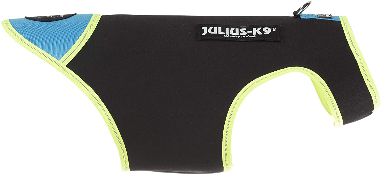  Julius-K9, Chaqueta de neopreno para perro IDC, Talla: Baby 1, Negro y Aguamarina 