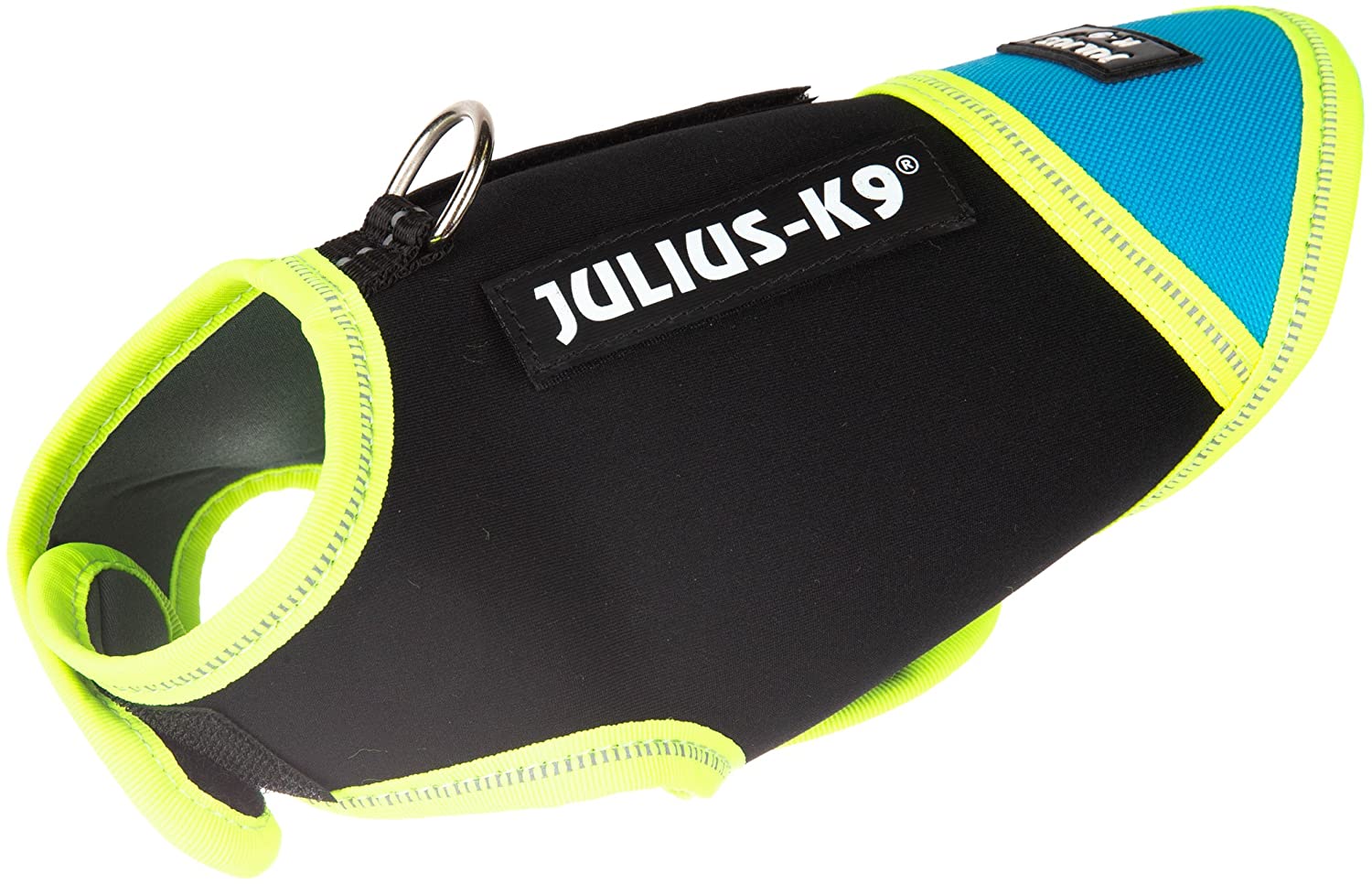  Julius-K9, Chaqueta de neopreno para perro IDC, Talla: Baby 1, Negro y Aguamarina 