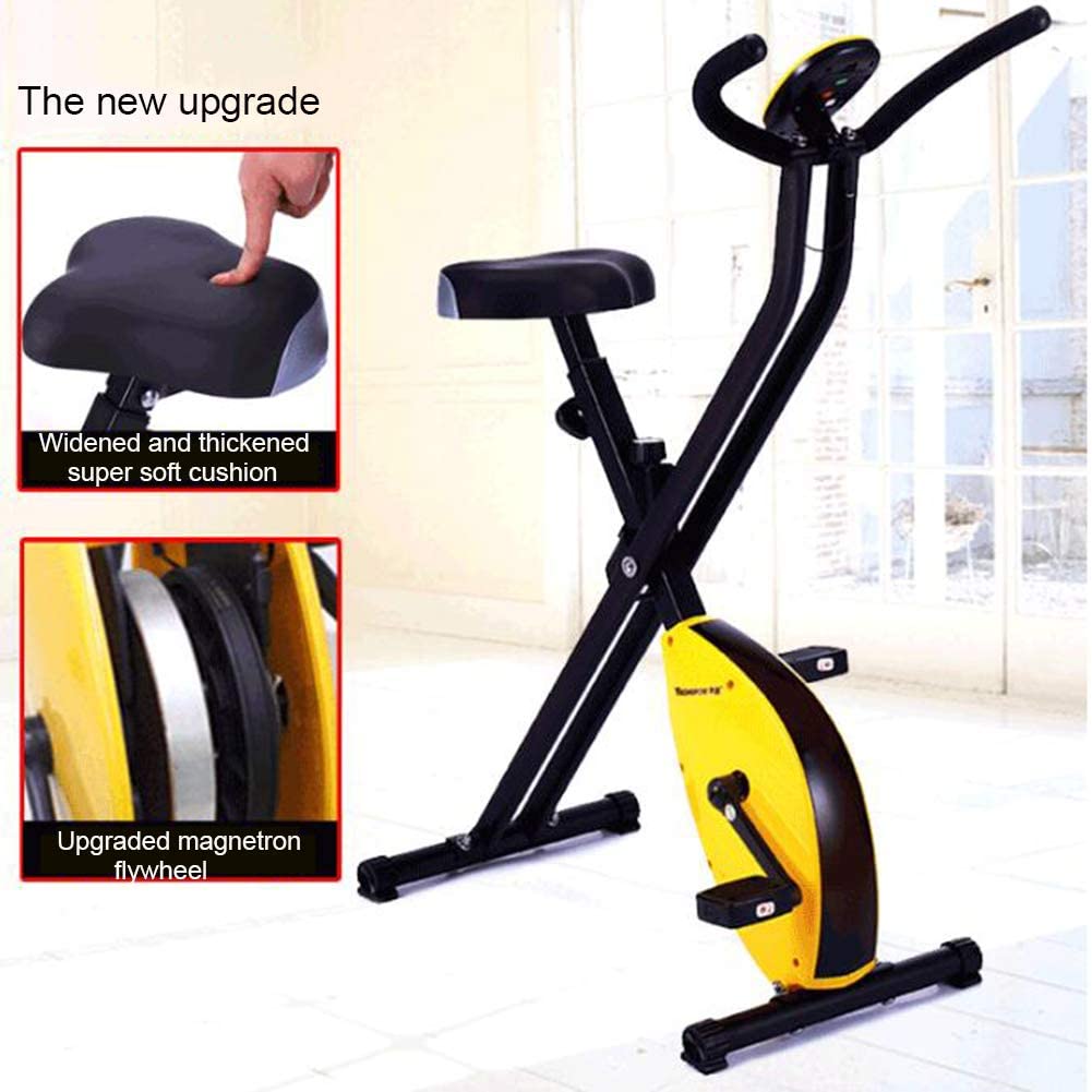  J&Y Bicicleta estática de ciclismo de interior, volante de inercia de 2,5 kg, control magnético, para el hogar cardiovascular, gimnasio con cojín de asiento cómodo, con cesta de almacenamiento 