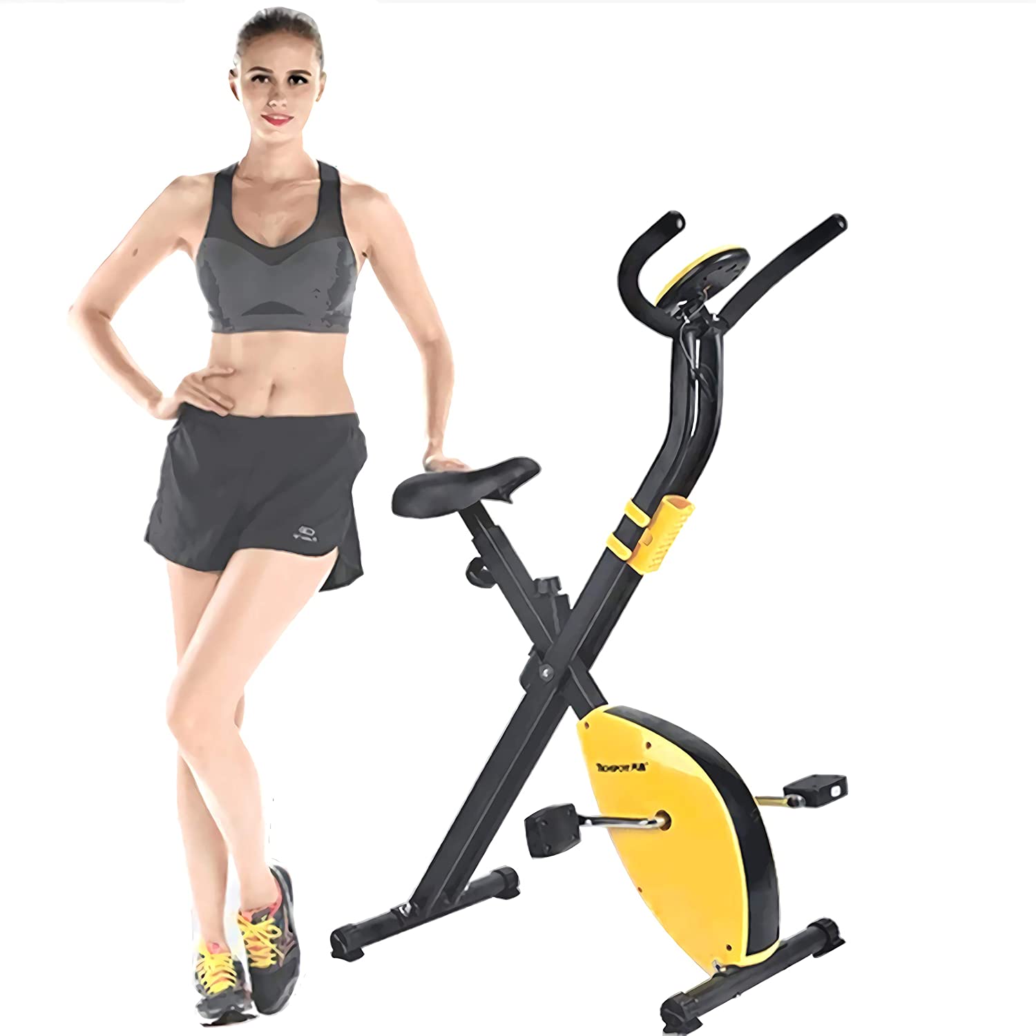  J&Y Bicicleta estática de ciclismo de interior, volante de inercia de 2,5 kg, control magnético, para el hogar cardiovascular, gimnasio con cojín de asiento cómodo, con cesta de almacenamiento 