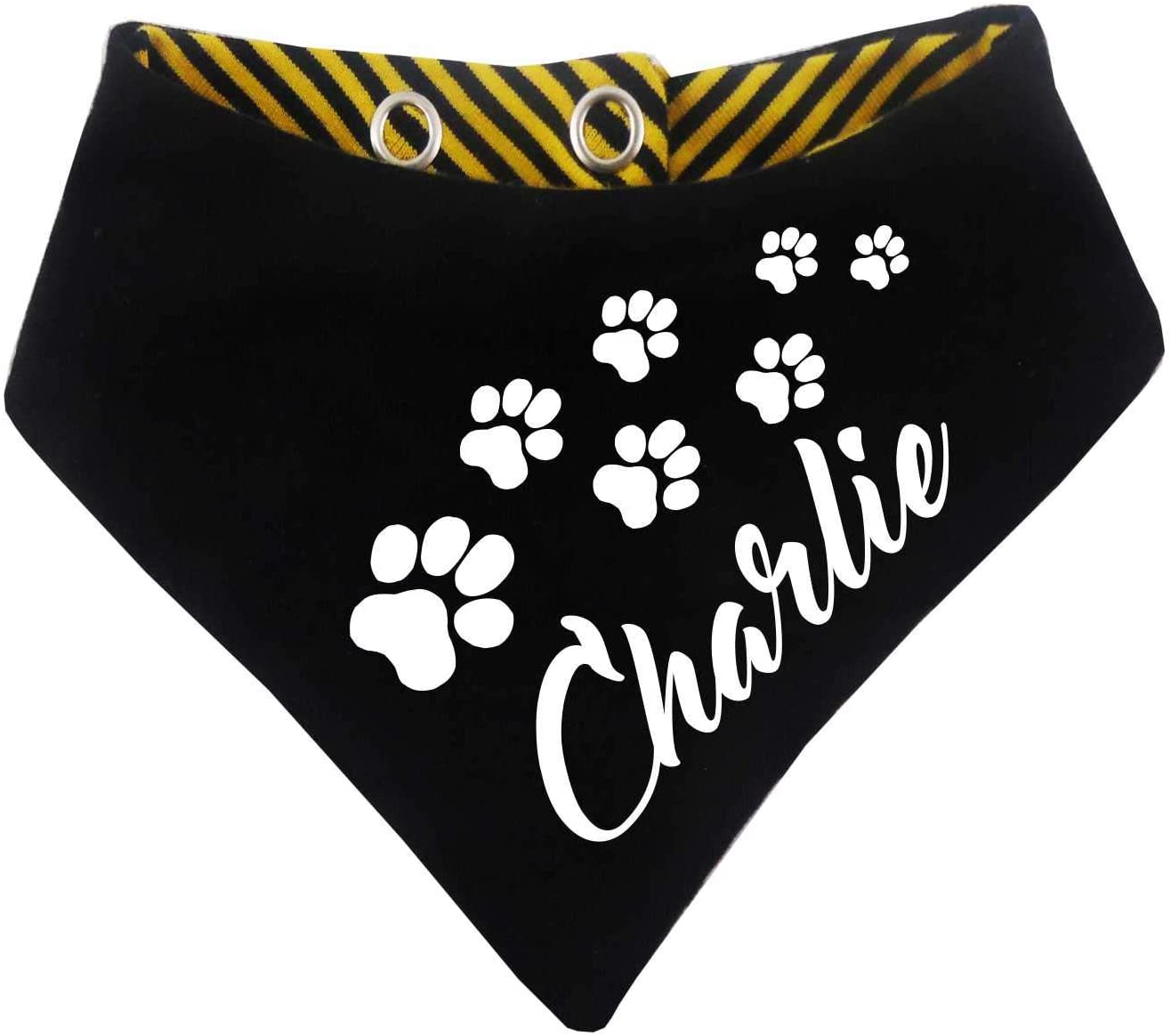  KLEINER FRATZ Pequeño pañuelo de Rayas para Perros, Reversible, para Perro/Gato, con el Nombre de su Animal 