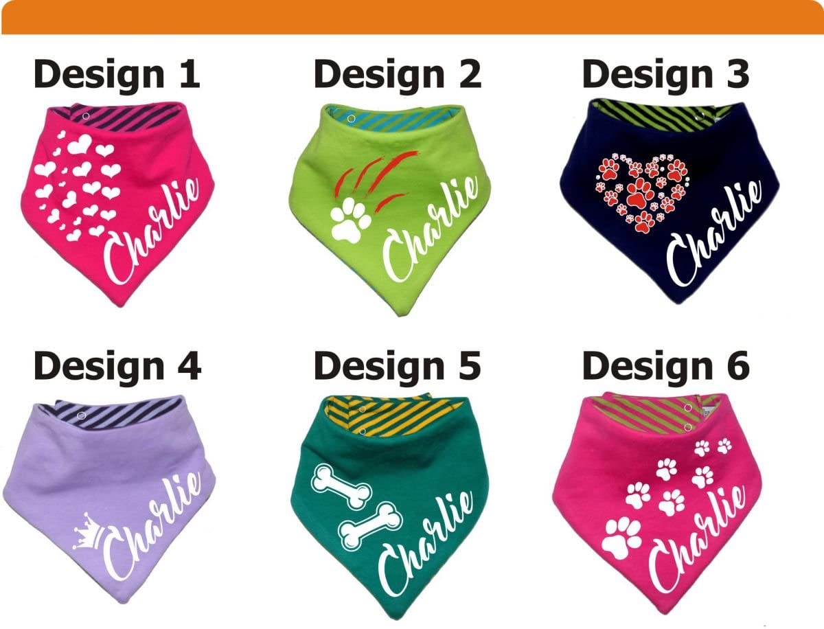  KLEINER FRATZ Pequeño pañuelo de Rayas para Perros, Reversible, para Perro/Gato, con Texto Personalizable 