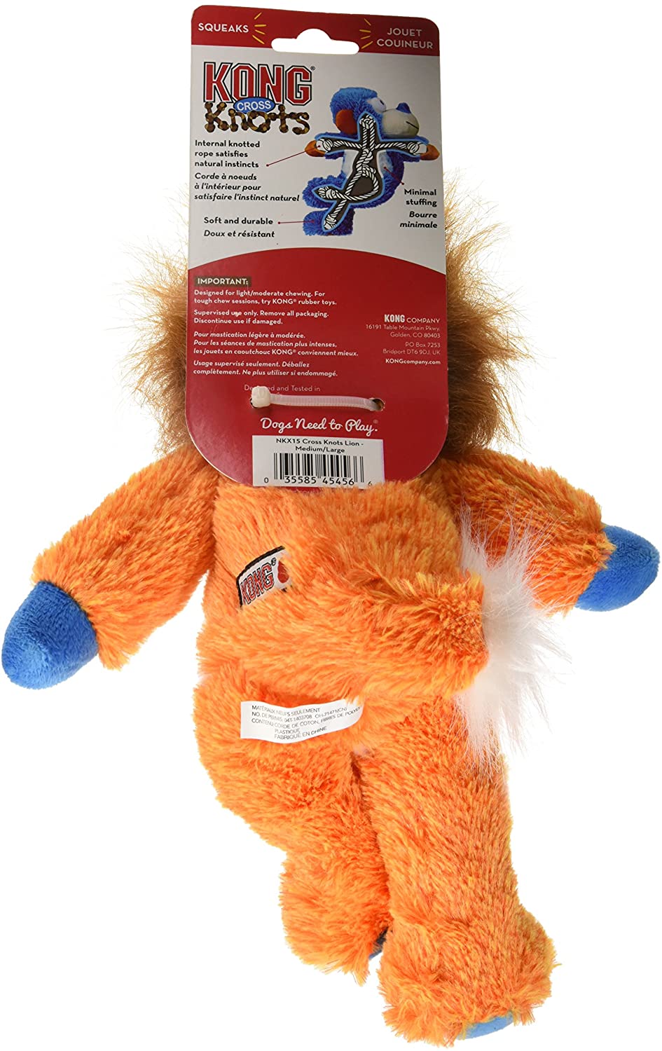  Kong Cross Knots Peluche chirriante Perro Masticar Juguete – Cerdo 