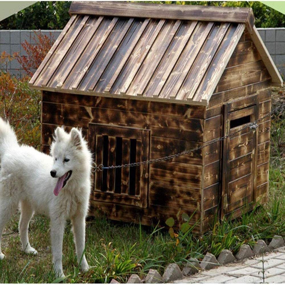  KSW_KKW Madera Sólida casa de Perro con Ventanas y Puertas, Interior y Exterior a Prueba de Lluvia caseta de Perro, Abeto Cathouse, Casa del Animal doméstico 