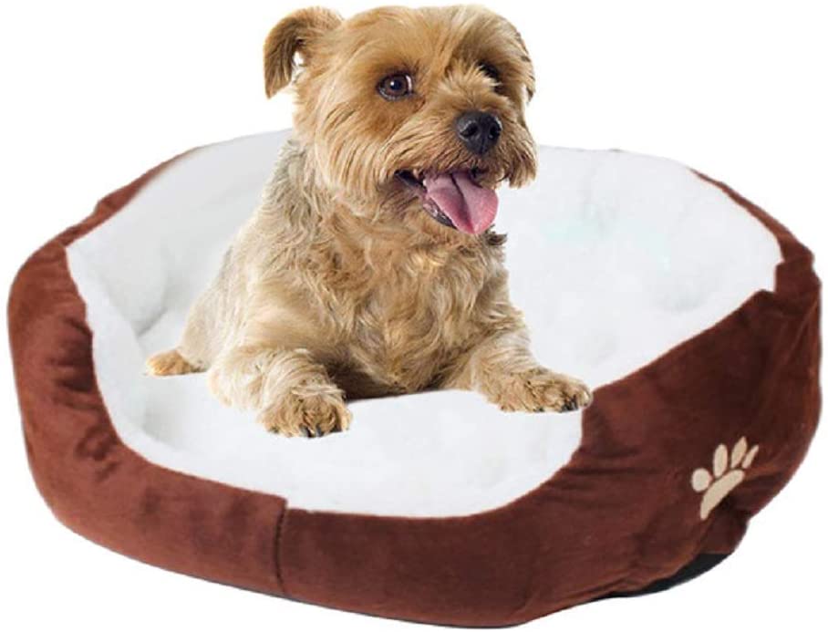  LAAT Cama para Mascotas Cama de Perro Cama de Dormir para Gatos Cama de Perro de Forma Redonda - Marrón 