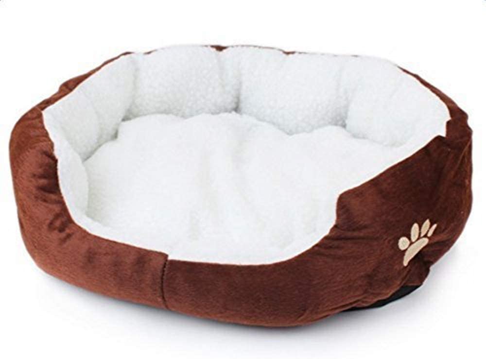  LAAT Cama para Mascotas Cama de Perro Cama de Dormir para Gatos Cama de Perro de Forma Redonda - Marrón 