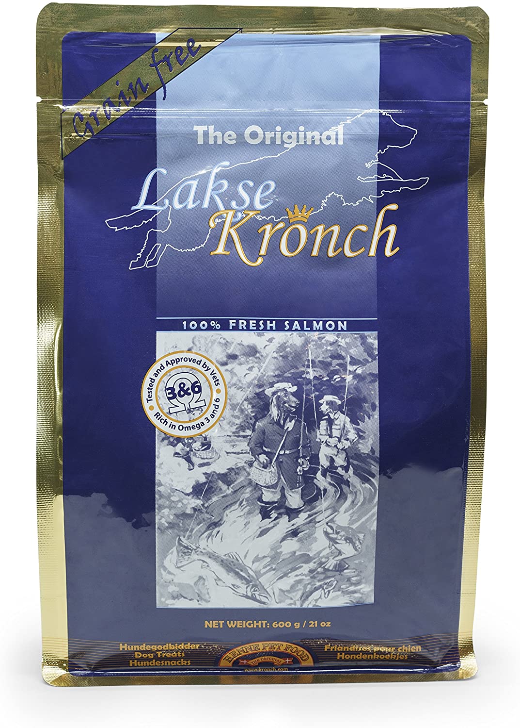  Lakse Kronch 85%salmón perro golosinas - 600g 