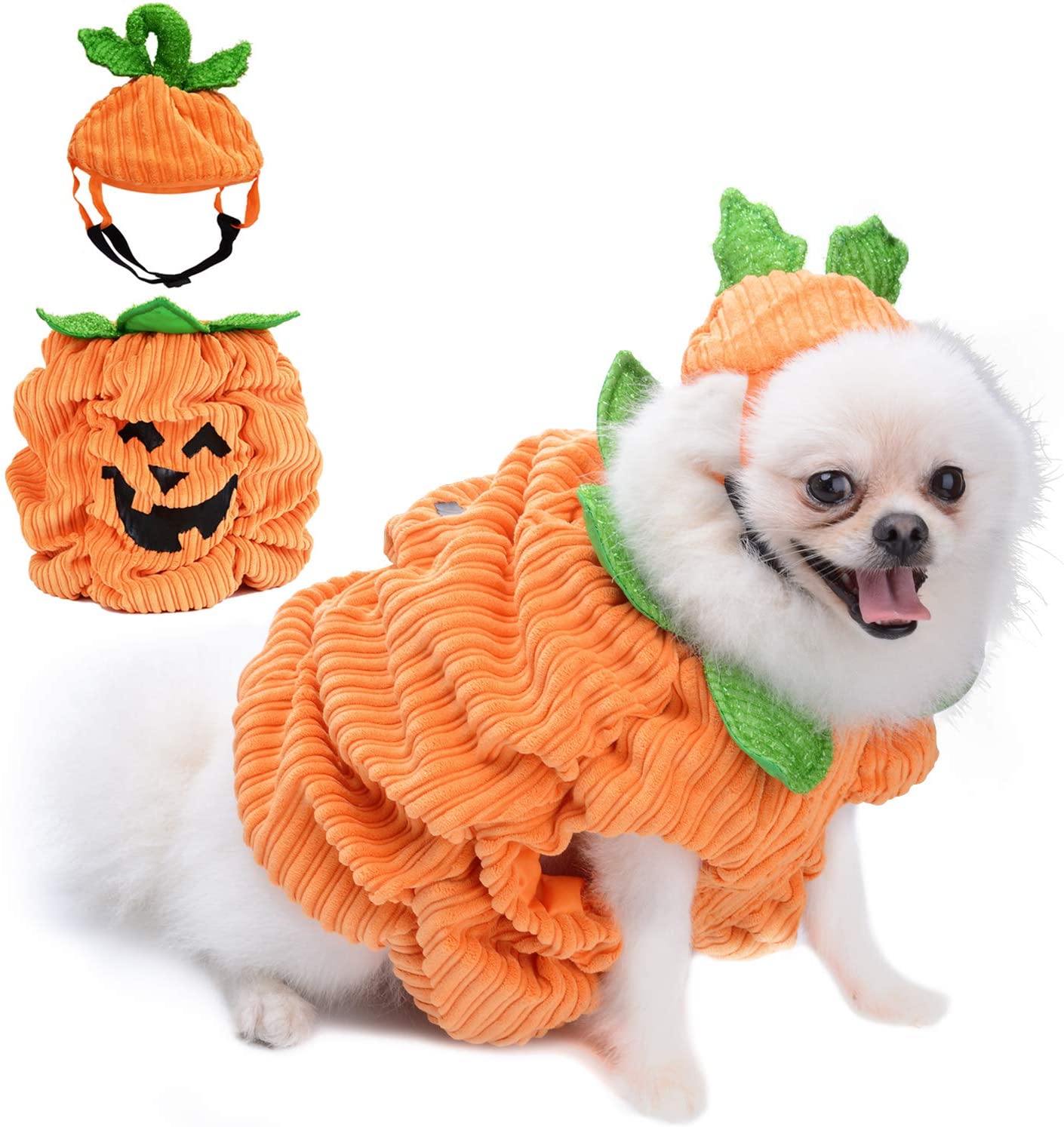  Legendog Ropa De Calabaza para Perros Ropa De Mascotas Creativa Disfraces De Halloween para Perros con Sombrero De Calabaza 