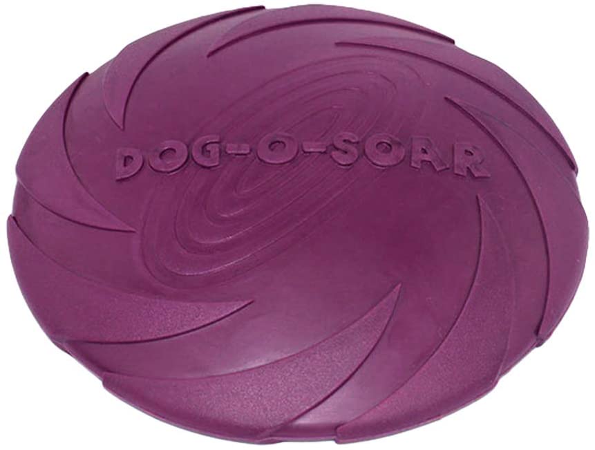  Linnuo Frisbee Perro Resistente Vuelo Disco Juguetes Interactivos Animal Juguetes de Entrenamiento Suave para Mascotas (Morado,L) 