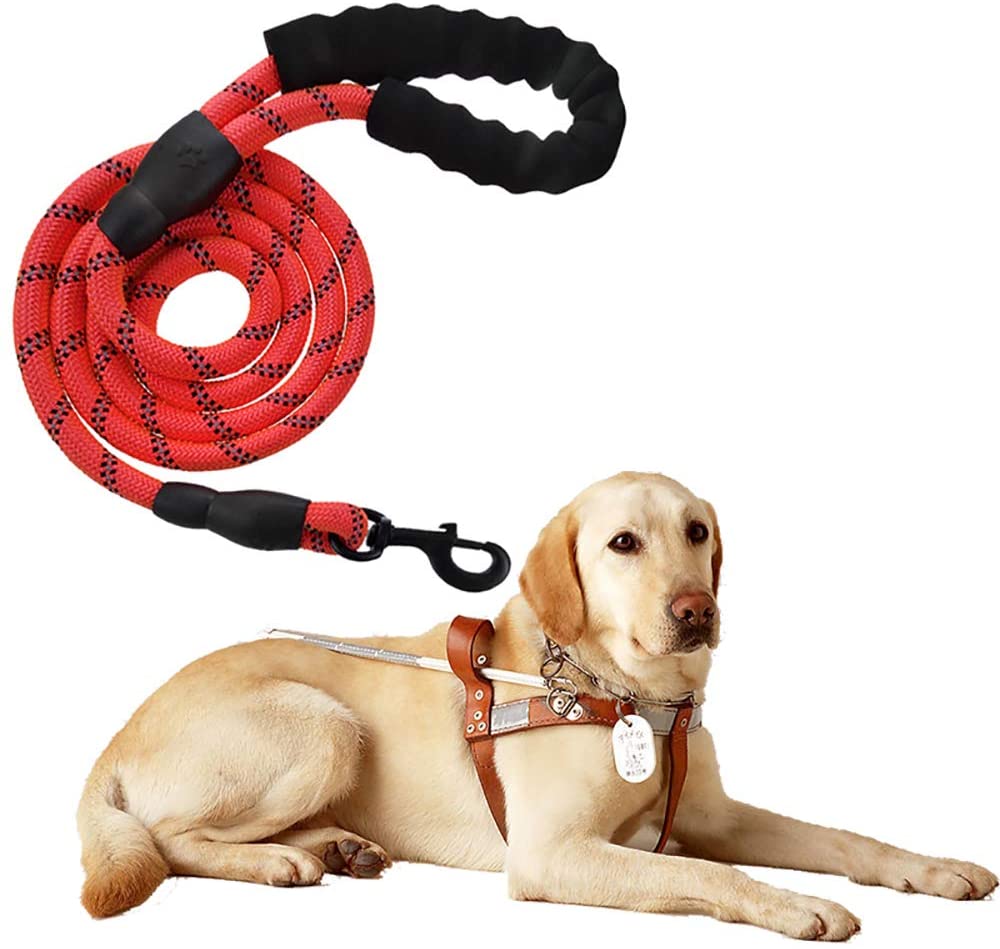  Litthing Correas para Perros Nylon con Mango Acolchado Ajustable Negro Sólido Reflectante 150 cm para Perros Grandes o Medianos Adecuado para Correr Senderismo Correr (Rojo) 