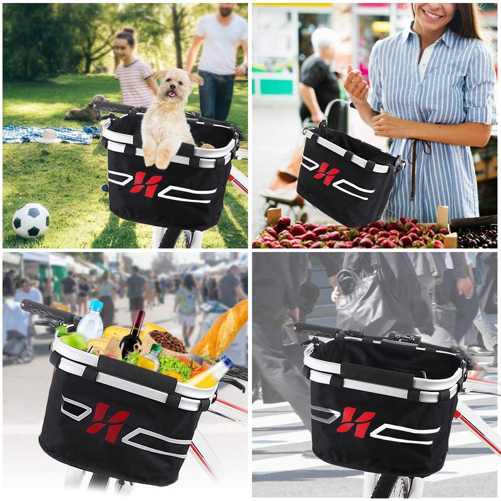  Lixada Cesta Delantera de la Bicicleta Cesta Plegable para Bicicleta Manillar Mascota Gato Bolsa de Transporte para Perros Compras Desplazamientos 