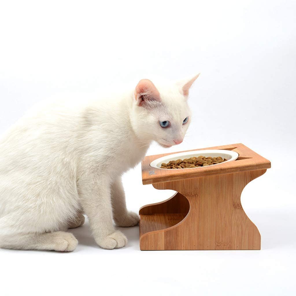  LLDKA Alimentador, el Plato de Comida para Mascotas Mesa para Perros pequeños y Gatos Aumento de Soporte con Dos Cuencos,A 