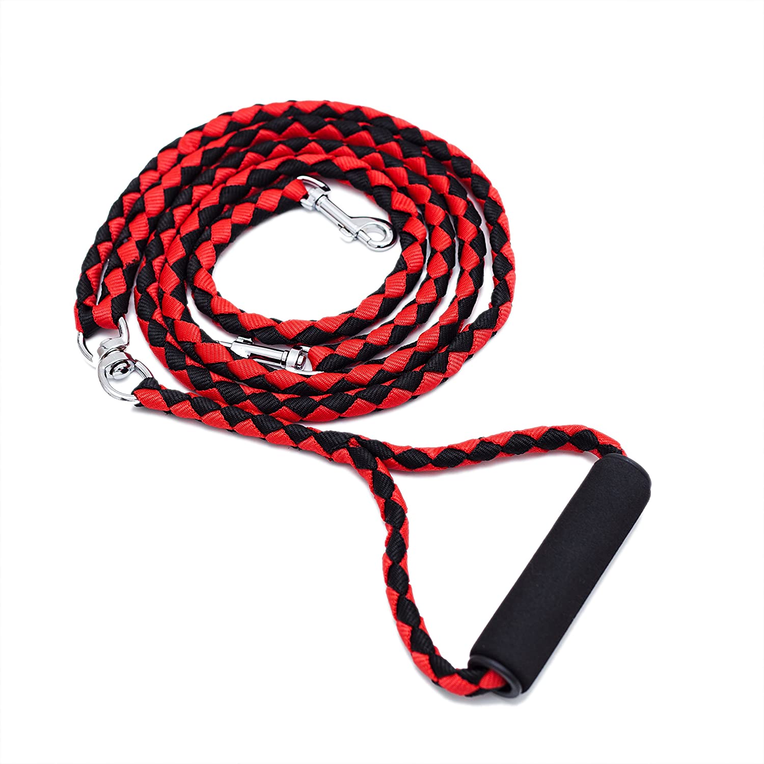  Locisne No se enreda correa de perro doble de 1.4m 2 perros de nylon (rojo y negro) 