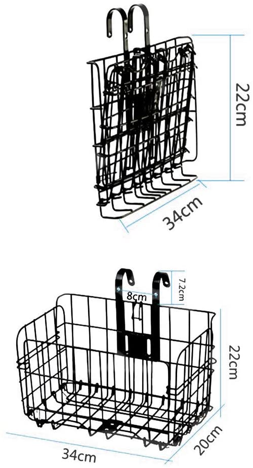  LQKYWNA Cesta De Bicicleta Plegable, Malla De Alambre Plegable Desmontable Cesta De Bicicleta Colgante Trasera Delantera A Prueba De Herrumbre Fácil Instalación Accesorios para Bicicleta De Montaña 