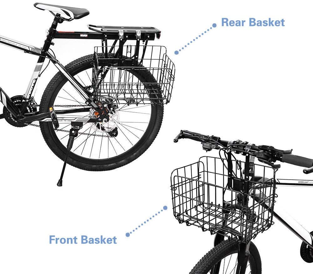  LQKYWNA Cesta De Bicicleta Plegable, Malla De Alambre Plegable Desmontable Cesta De Bicicleta Colgante Trasera Delantera A Prueba De Herrumbre Fácil Instalación Accesorios para Bicicleta De Montaña 