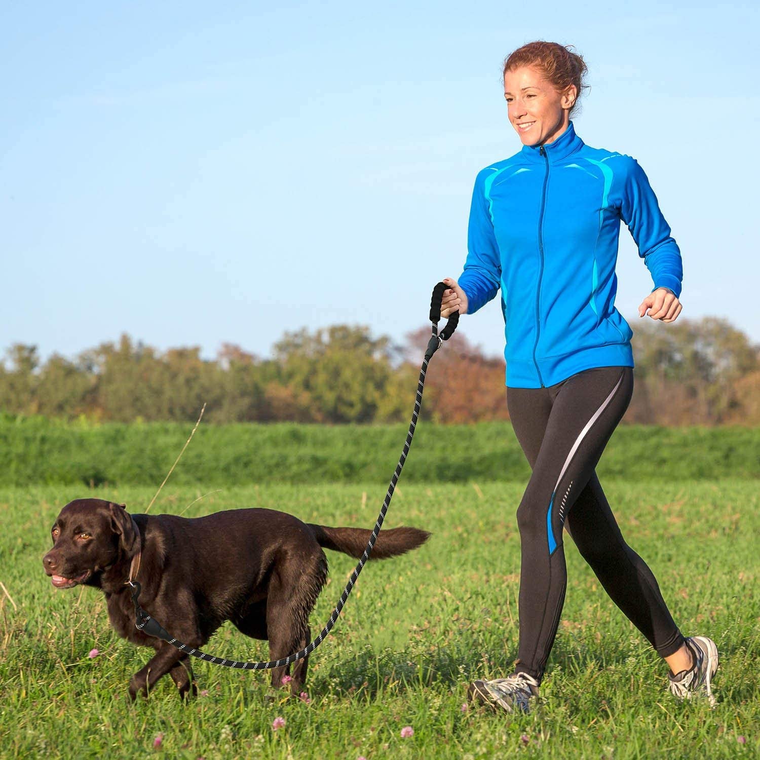  ManasUK Correa para el Perro Nylon Ajustable Negro sólido Reflectante 150 cm，Adecuada para Perros Grandes, medianos y pequeños (Negro) 