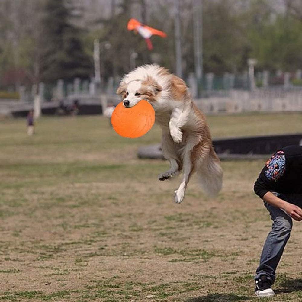  Markc Naranja de adiestramiento de Mascotas y Jugar Frisbee Perro Frisbee Perro Flotante Juguetes del Perro de Juguetes indestructibles Disco de Goma for Perros Frisbee Volar no tóxico (tamaño : L) 