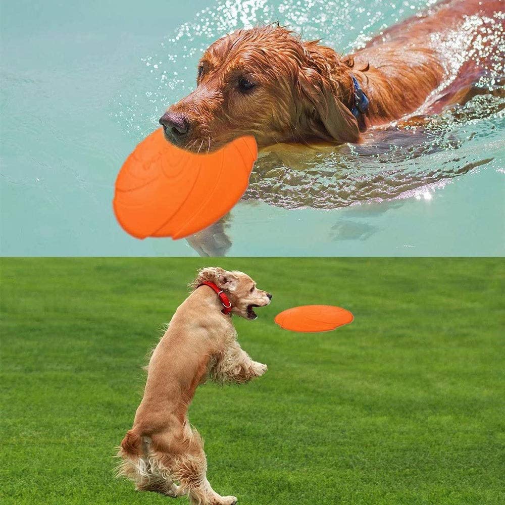  Markc Naranja de adiestramiento de Mascotas y Jugar Frisbee Perro Frisbee Perro Flotante Juguetes del Perro de Juguetes indestructibles Disco de Goma for Perros Frisbee Volar no tóxico (tamaño : L) 