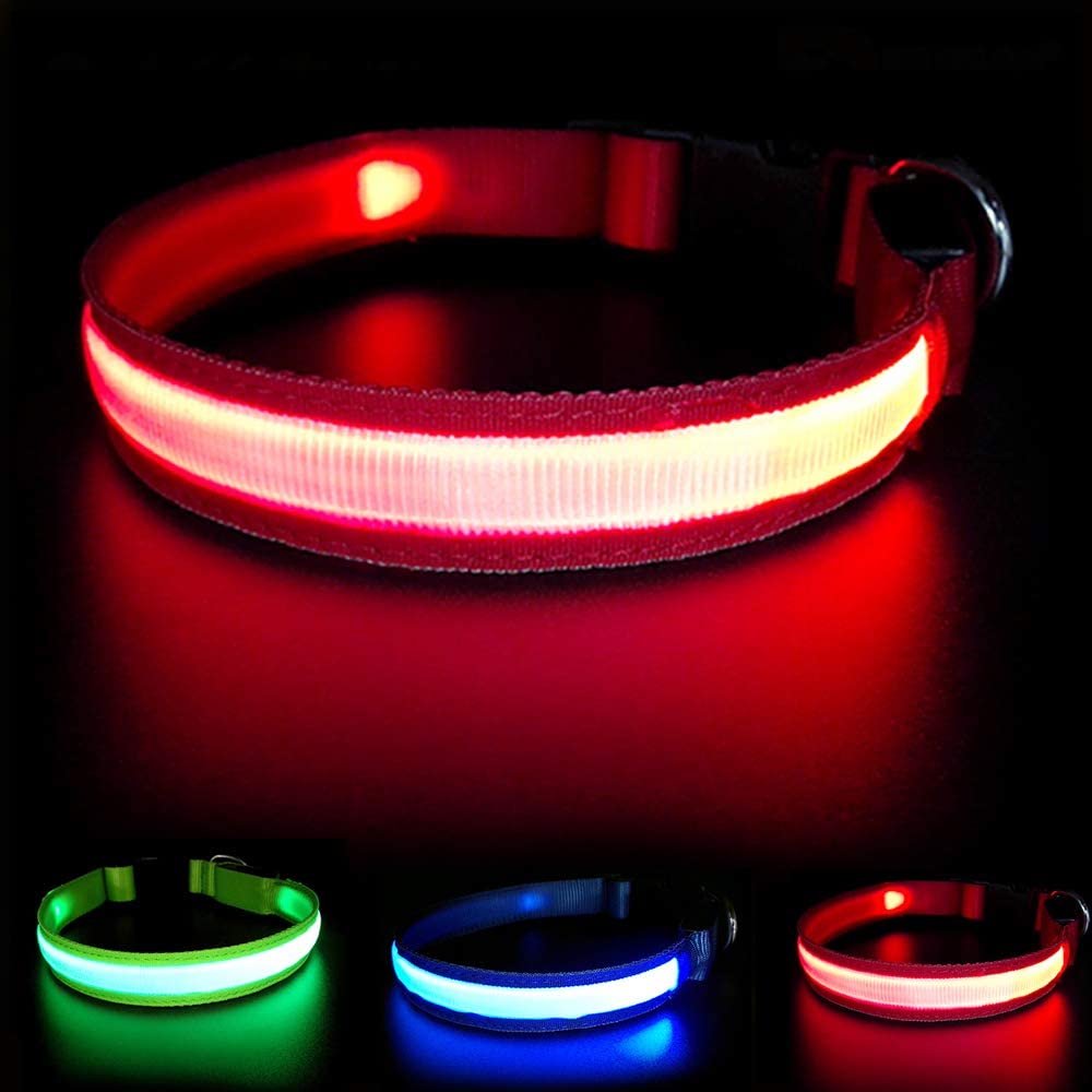  MASBRILL Collar de Perro Recargable de Seguridad LED - Collar Seguro Intermitente para Mascotas - Impermeable 