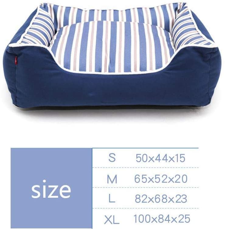  Mascota Nido Perrera Cama Lavable For Perros Lienzo Rayado Cálido Suministros For Mascotas Invierno Cálido - Color: Azul (Size : 82 * 68 * 83cm) 