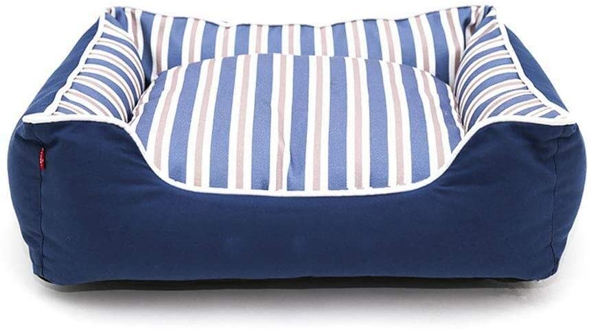  Mascota Nido Perrera Cama Lavable For Perros Lienzo Rayado Cálido Suministros For Mascotas Invierno Cálido - Color: Azul (Size : 82 * 68 * 83cm) 