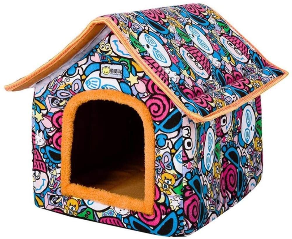  Mascotas Casacasa De Perro Plegable Mascota Yurt Forma De Casa Cama De Perro Para Perros Pequeños Medianos Cachorro Perrera Gato Casa De Nido De Animales Con Alfombra Tienda De Campaña Chihuahua, C3, 