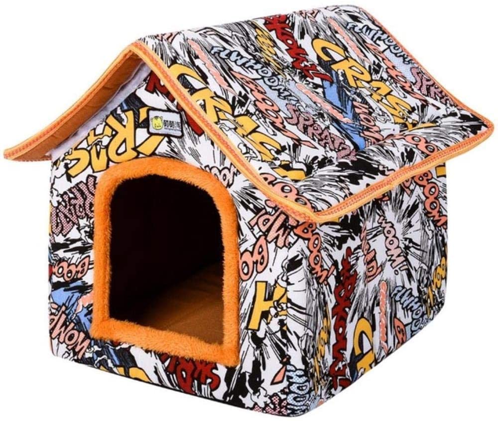  Mascotas Casacasa De Perro Plegable Mascota Yurt Forma De Casa Cama De Perro Para Perros Pequeños Medianos Cachorro Perrera Gato Casa De Nido De Animales Con Alfombra Tienda De Campaña Chihuahua, C3, 