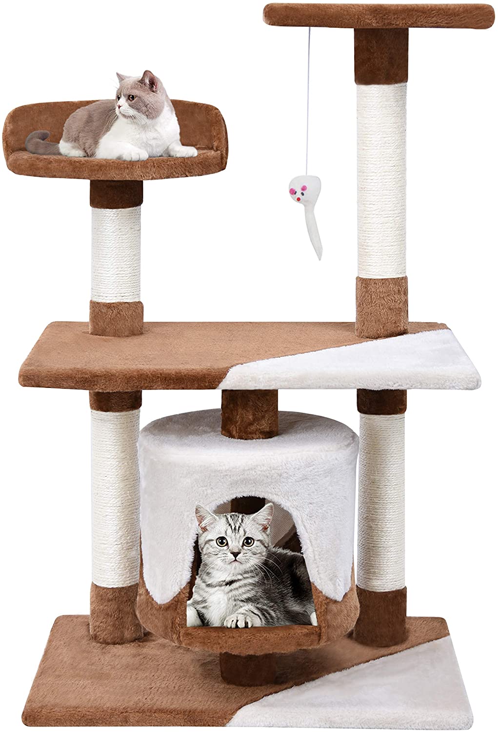  MC Star Árbol para Gato con Rascador de 95cm Arañazo Juguete de Gatos de Sisal Natural, Marrón y Beige 