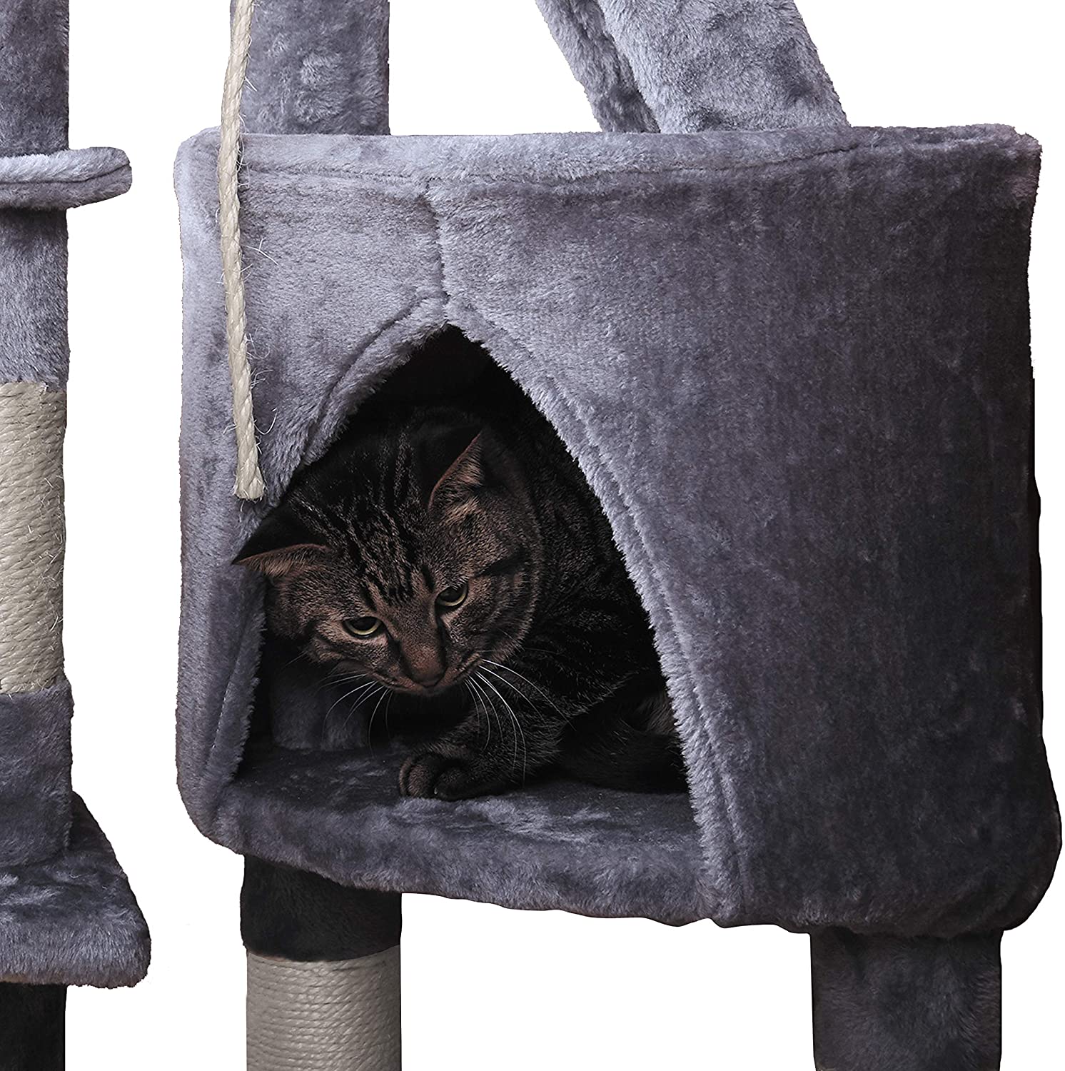  MC Star Árbol para Gato torre de escalada 120cm Gris Estable Rascador con Nidos, Hamaca, Plataformas, Juguete para gatos, Poste De Rascar De Sisal natural, PCT01305 