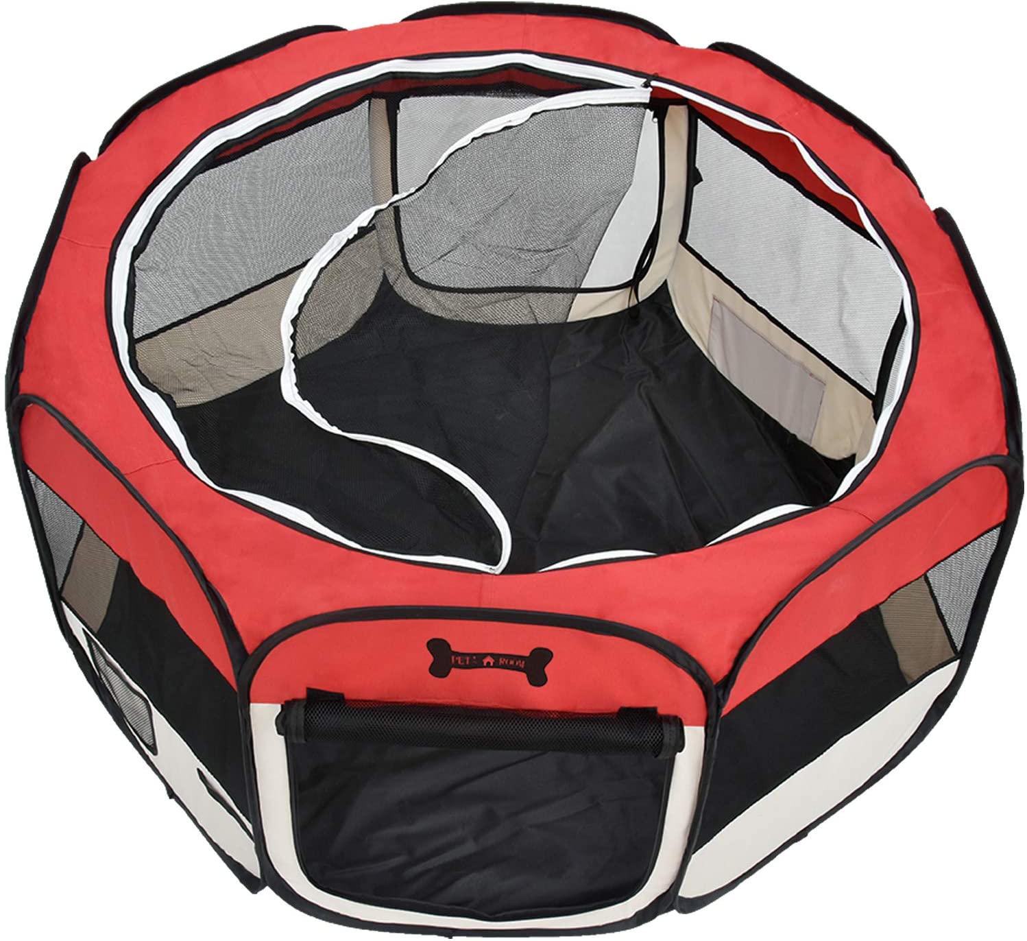  MC Star Portátil Parque Corral Oxford Cachorro Animales para Perros, Gatos, Conejos y Pequeño Animales, 125 x 125 x 64 cm (Rojo) 