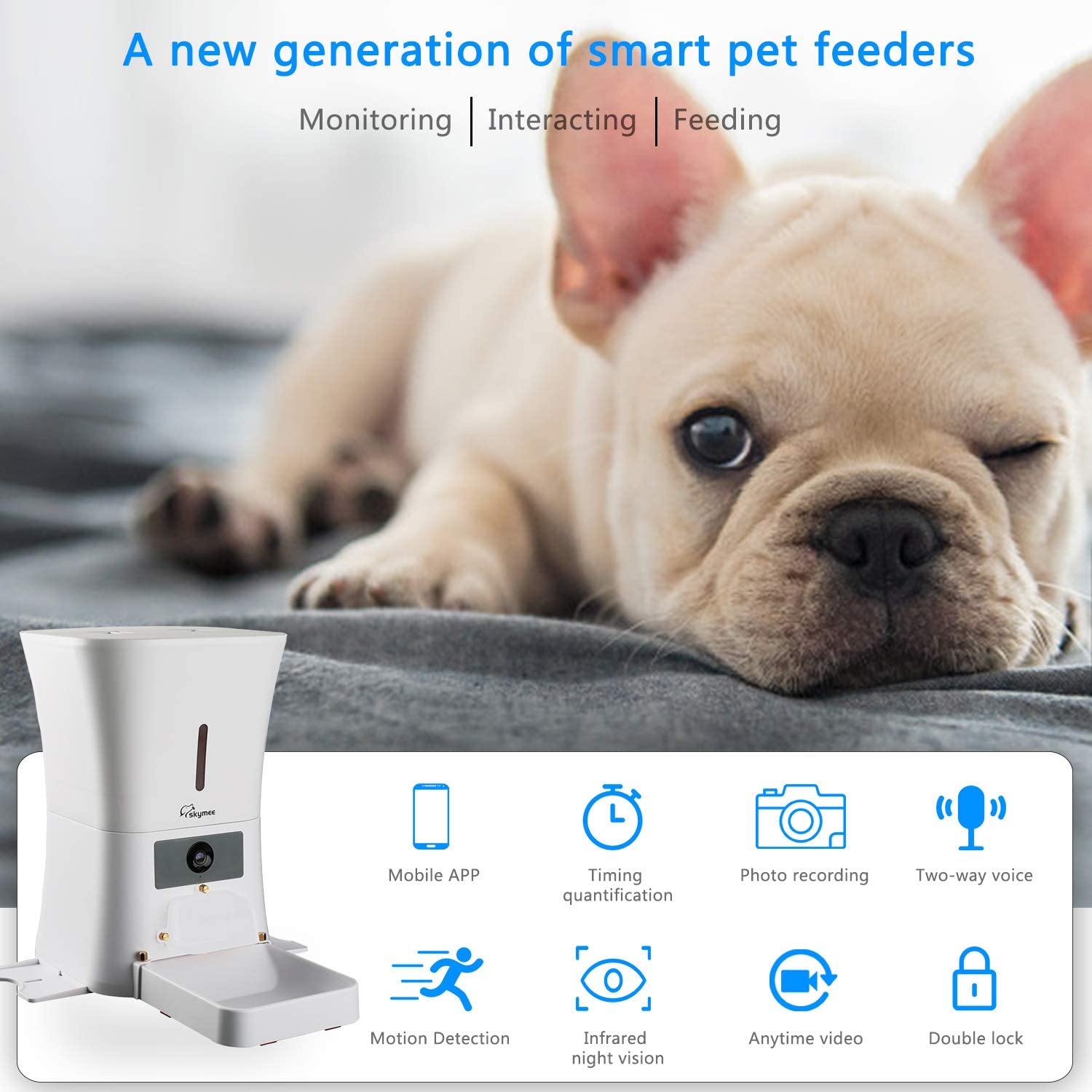  MeijieM Comedero Automático para Perros y Gatos 8L - WiFi Inteligente Alimentador para Mascotas con 1080P HD Cámara con Visión Nocturna, Audio Bidireccional, App Control Remoto con Temporizador 