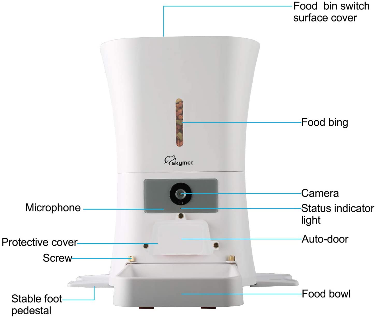  MeijieM Comedero Automático para Perros y Gatos 8L - WiFi Inteligente Alimentador para Mascotas con 1080P HD Cámara con Visión Nocturna, Audio Bidireccional, App Control Remoto con Temporizador 