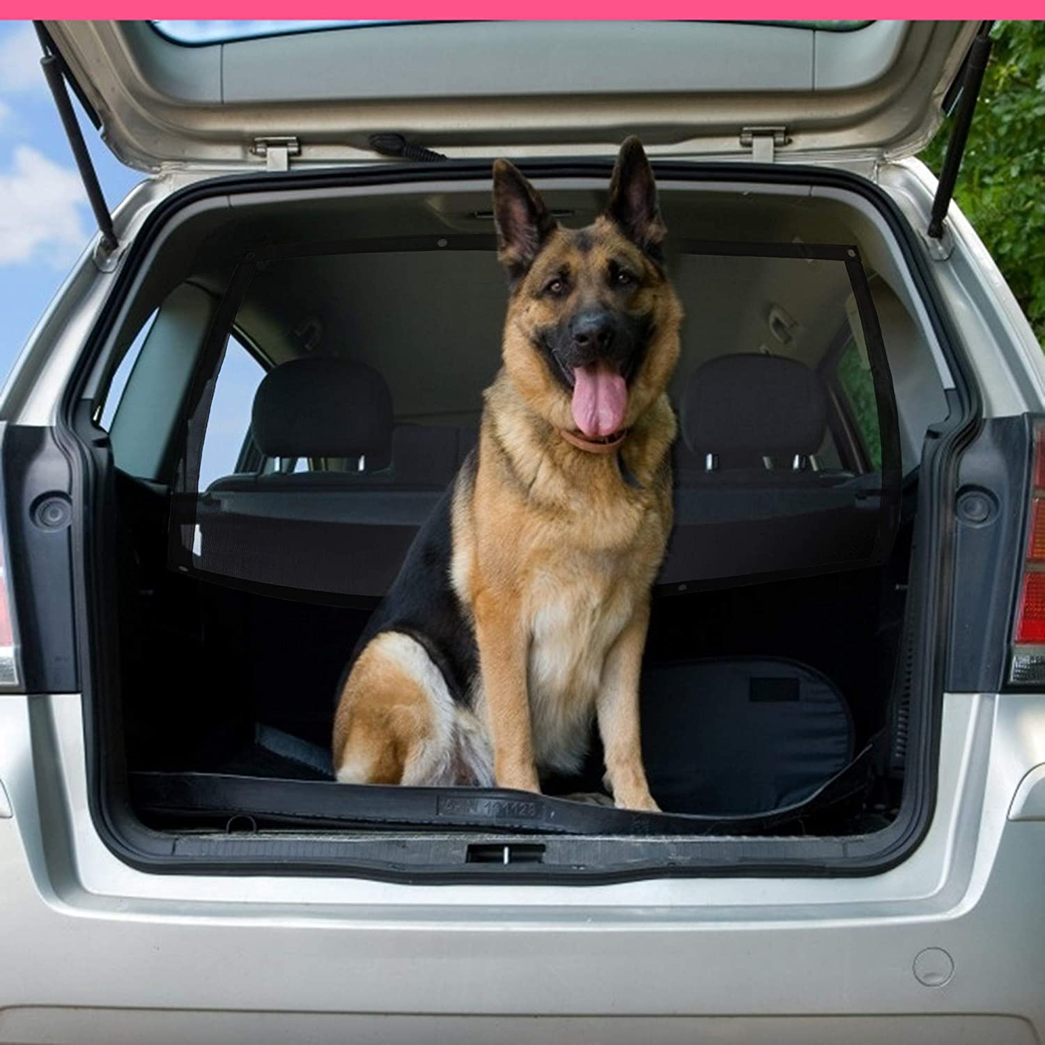  MengH-SHOP Red de Perros para Coche Reja Coche Perro Protector de Malla de Seguridad Universal para Mascotas Cachorros Gatos 115 x 62 cm Negro 