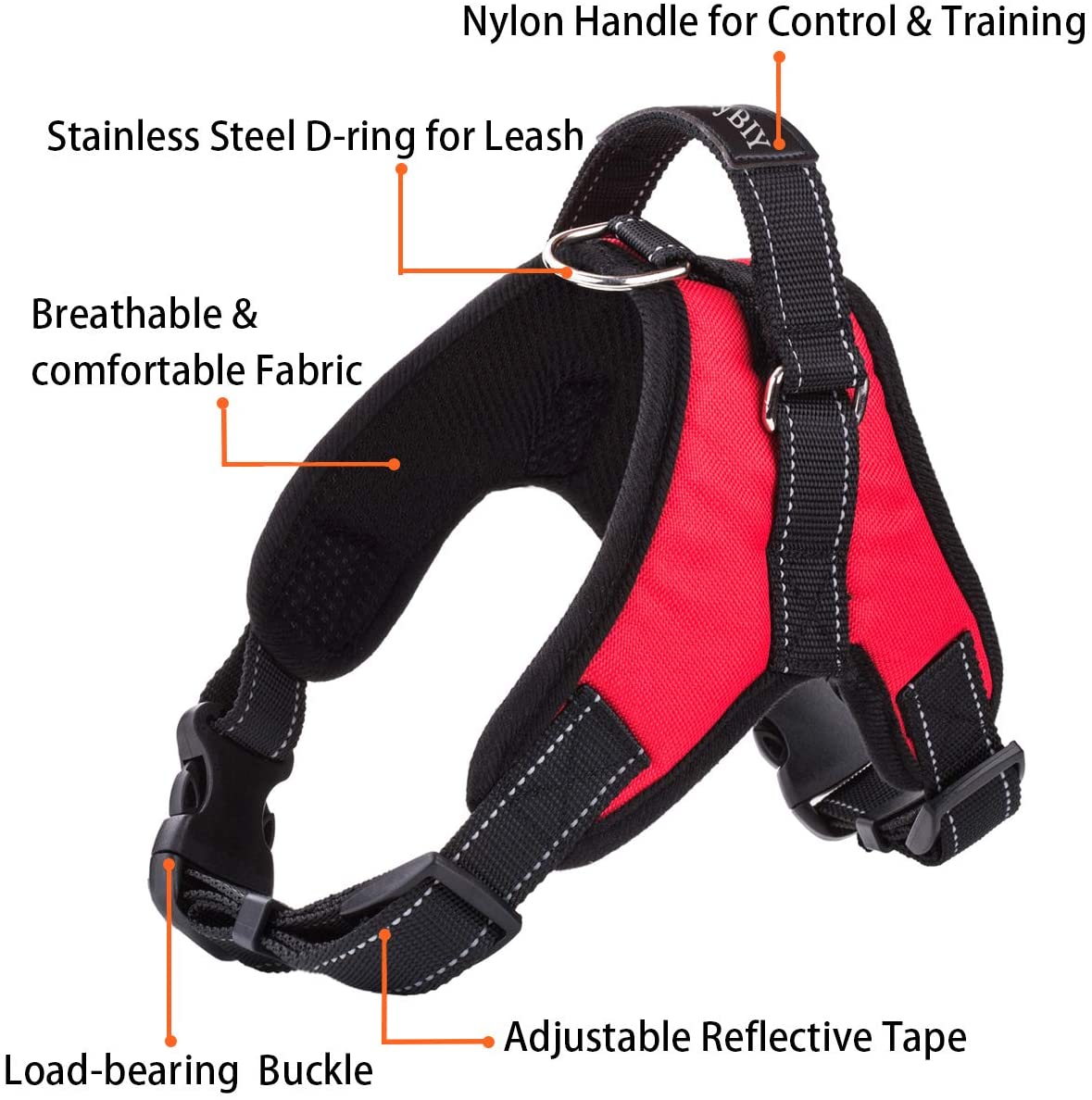  MerryBIY Arnés del Animal Doméstico Pet Harness Perro Collar Chaleco para Mascotas en el Pecho Correas con la Manija Accesorio Cuerda Lo Mejor para Pasear(Rojo, M) 