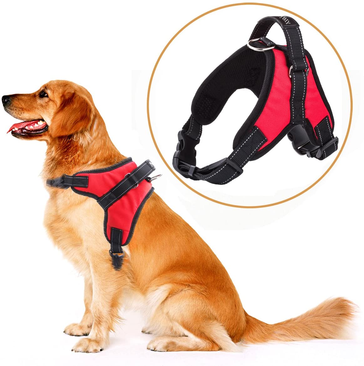  MerryBIY Arnés del Animal Doméstico Pet Harness Perro Collar Chaleco para Mascotas en el Pecho Correas con la Manija Accesorio Cuerda Lo Mejor para Pasear(Rojo, M) 