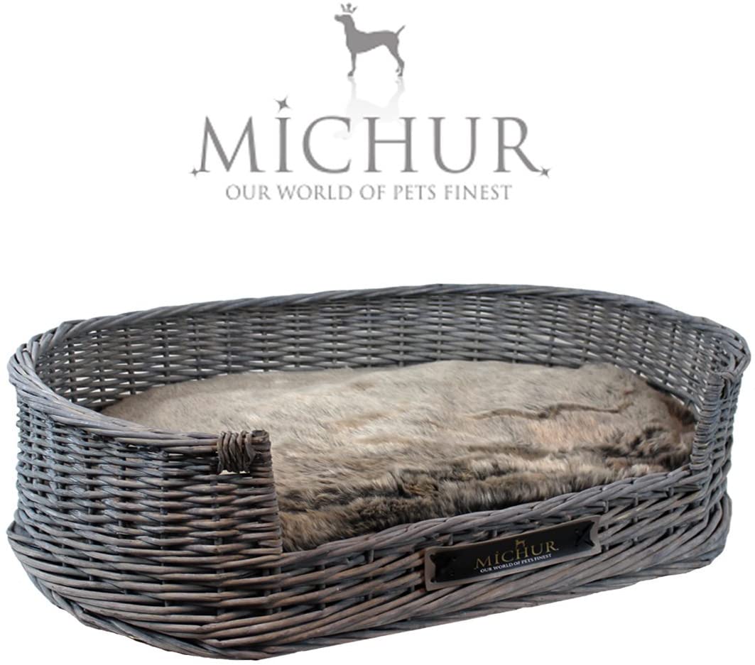  MICHUR Grace, Cama para Perros, Cama para Gatos, Canasta para Perros, Sofá para Perros, Sauce, Malaca, Gris, Disponible en Diferentes tamaños. 