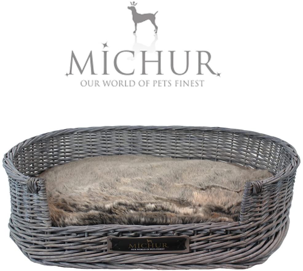  MICHUR Grace, Cama para Perros, Cama para Gatos, Canasta para Perros, Sofá para Perros, Sauce, Malaca, Gris, Disponible en Diferentes tamaños. 